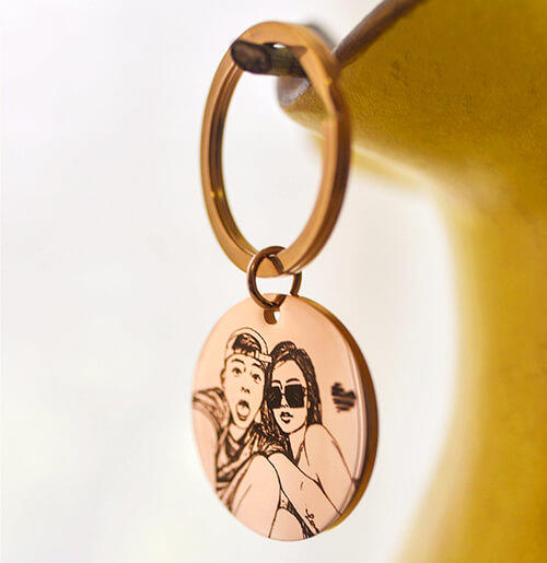 Rose gold custom couple keychains with names and picture bulk personalised photo key rings wholesale suppliers